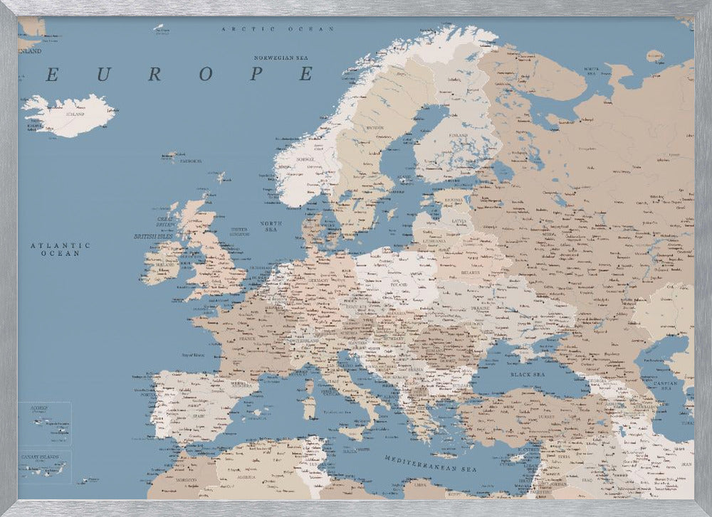 Amias detailed map of Europe Poster