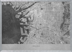 Gray map of Osaka Poster