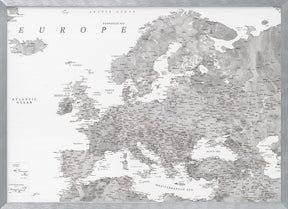 Gray watercolor Europe map Poster