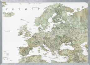 Green detailed map of Europe Poster