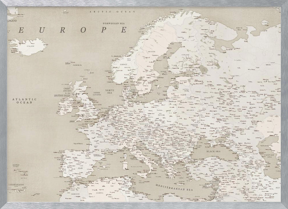 Vintage looking detailed map of Europe Poster