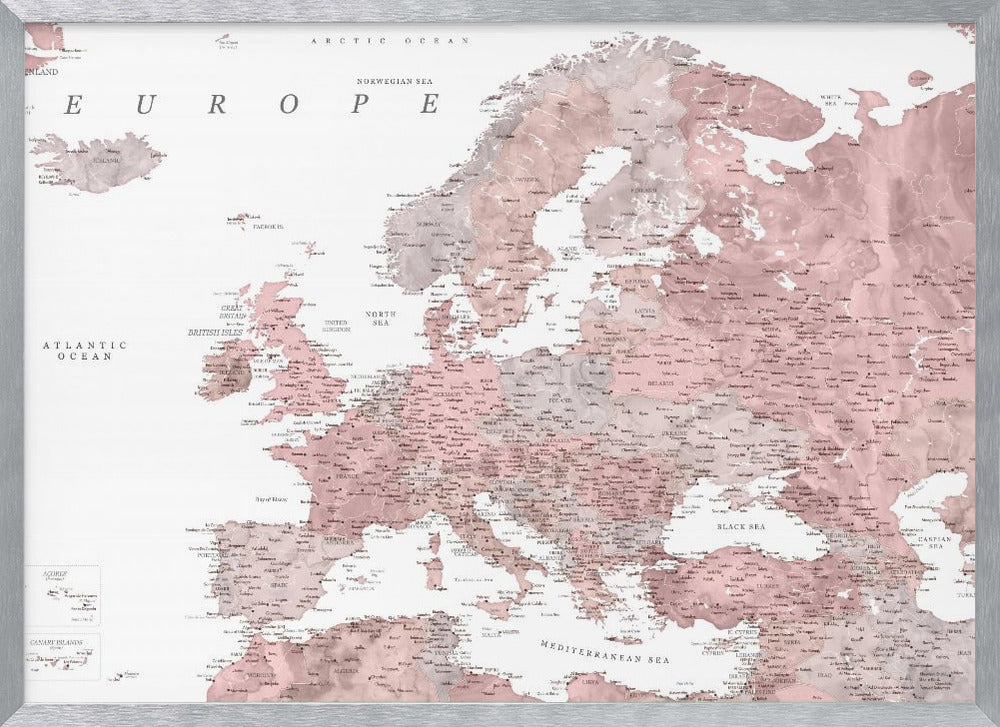 Piper detailed map of Europe Poster