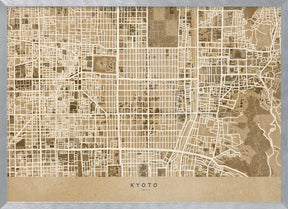 Sepia map of Kyoto Poster