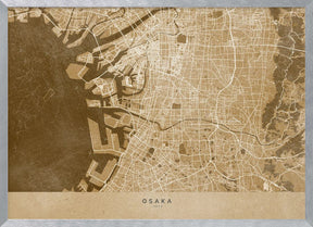 Sepia map of Osaka Poster