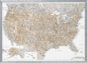 Highly detailed map of the United States Abey Poster