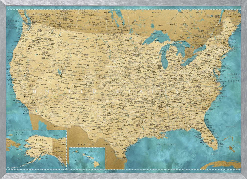 Highly detailed map of the United States, Lexy Poster