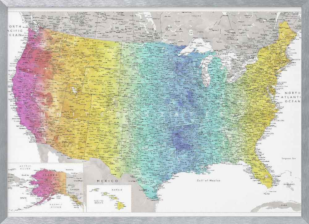 Highly detailed map of the United States, Jude Poster