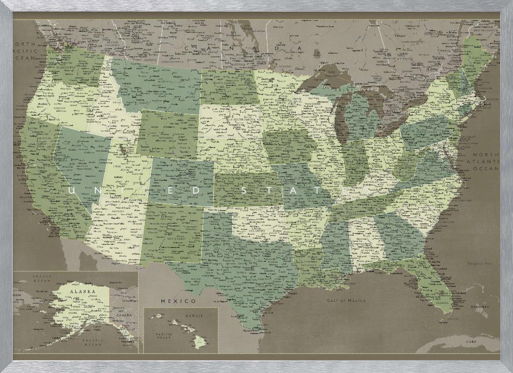 Highly detailed map of the United States, Camo Poster