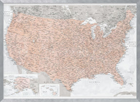 Highly detailed map of the United States, Lynette Poster