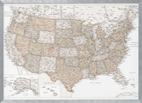 Highly detailed map of the United States, Louie Poster