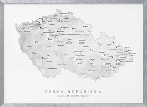 Gray watercolor map of the Czech Republic Poster