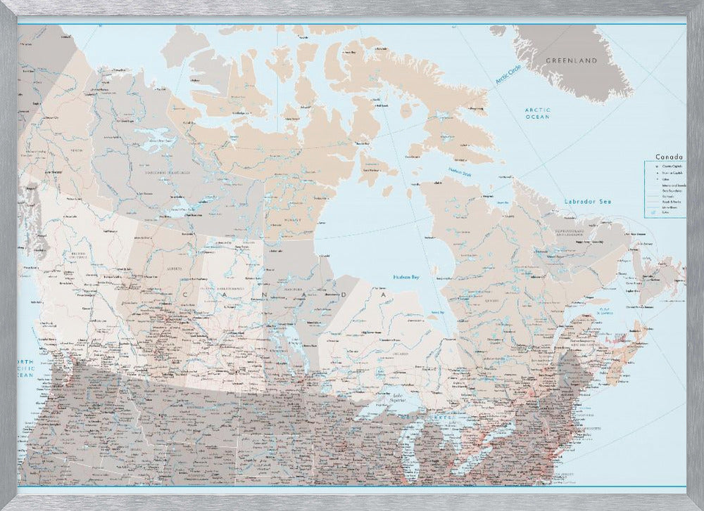 Detailed map of Canada, Lincoln Poster