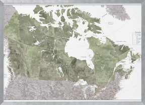 Detailed map of Canada in green watercolor, Helo Poster