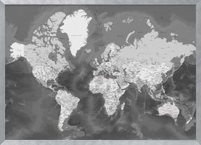 Detailed world map with cities, Patwin Poster