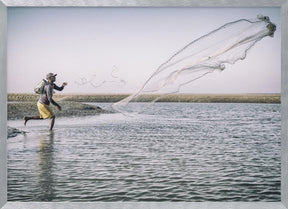 Fisherman with net Poster