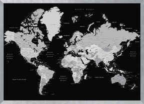 Gray world map with cities, Joseph Poster