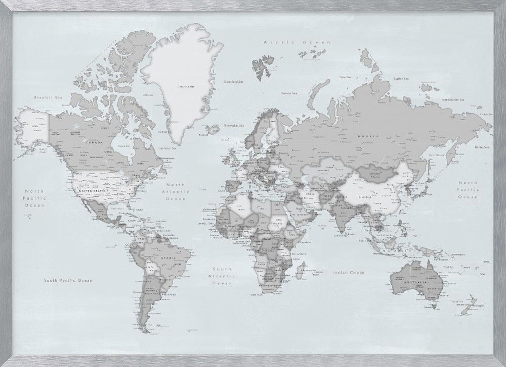 Distressed world map with cities, Darryl Poster