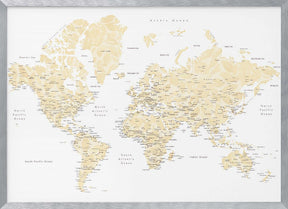 Soft florals world map with cities, Remy Poster