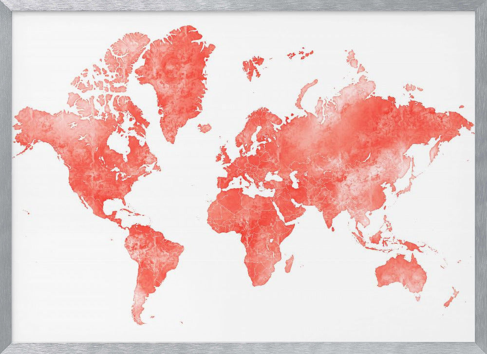 World map with outlined countries, Coralinah Poster