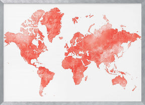 World map with outlined countries, Coralinah Poster