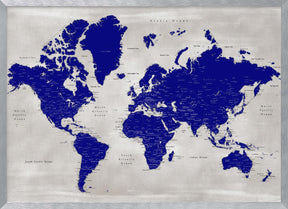 Distressed world map with cities, Delaney Poster