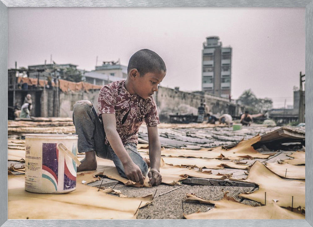 Boy from leather manufacture Poster