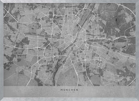 Gray vintage map of Munich Germany Poster