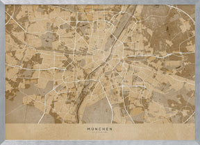 Sepia vintage map of Munich Germany Poster