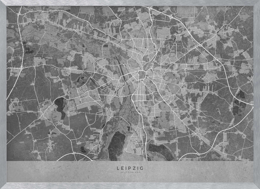 Gray vintage map of Leipzig Germany Poster