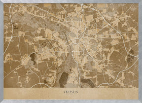 Sepia vintage map of Leipzig Germany Poster