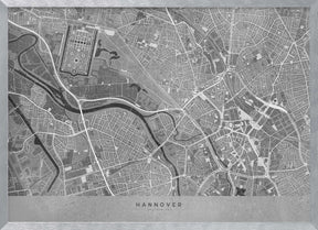 Gray vintage map of Hannover downtown Germany Poster