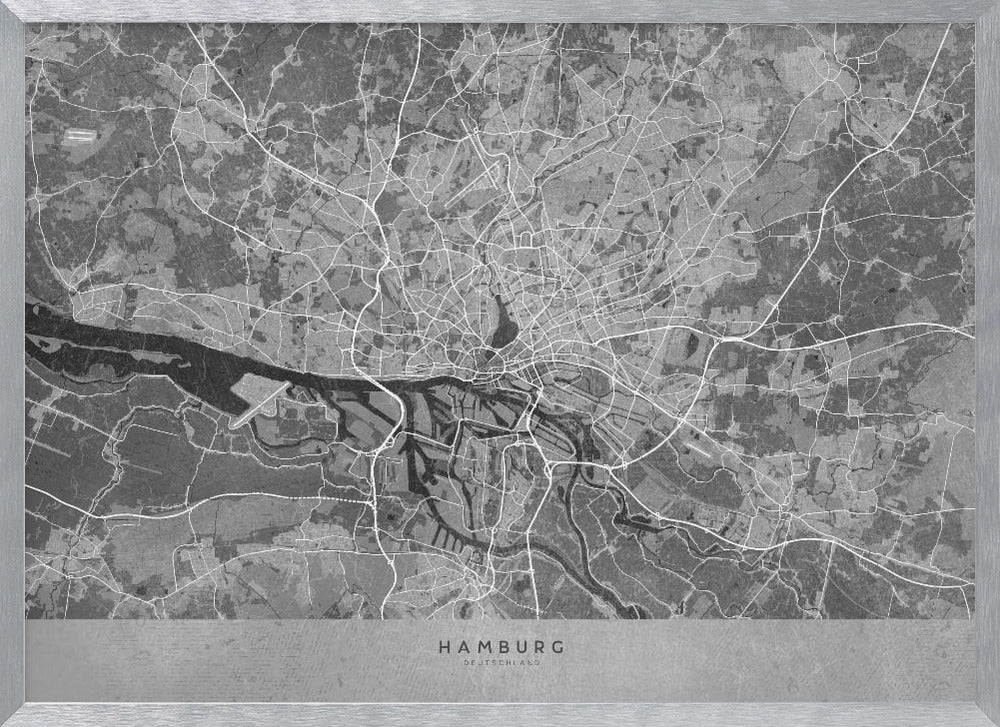 Gray vintage map of Hamburg Germany Poster