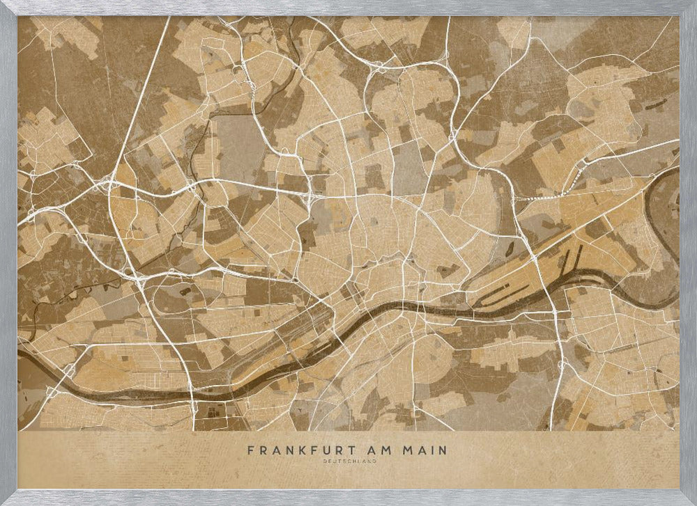 Sepia vintage map of Frankfurt Germany Poster