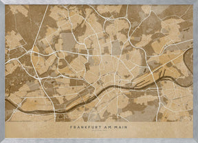 Sepia vintage map of Frankfurt Germany Poster