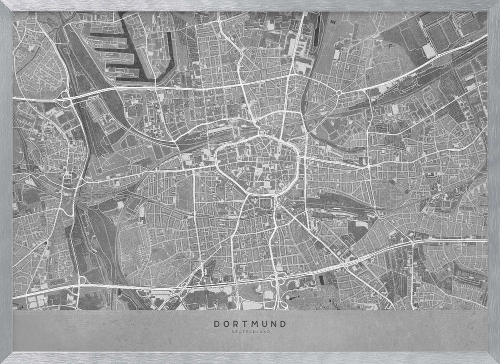 Gray vintage map of Dortmund Germany Poster