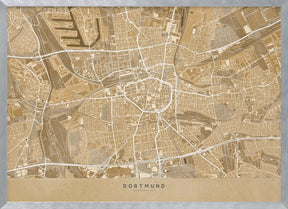 Sepia vintage map of Dortmund Germany Poster