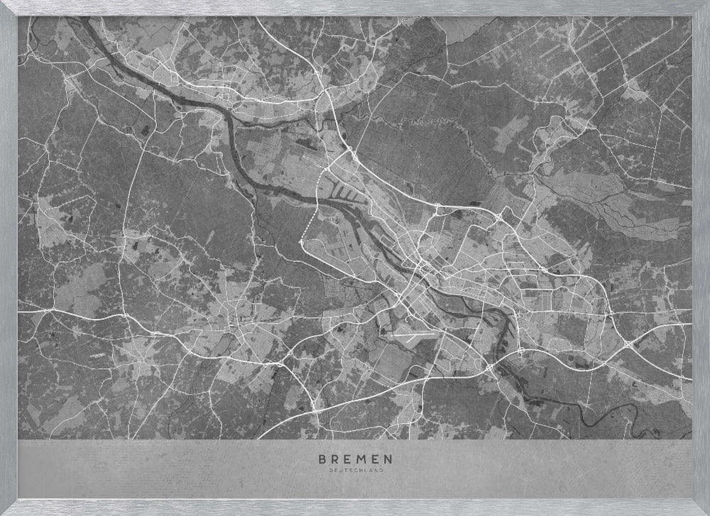 Gray vintage map of Bremen Germany Poster