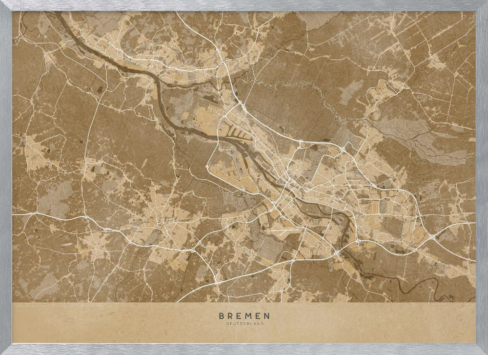 Sepia vintage map of Bremen Germany Poster