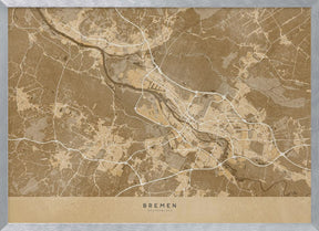 Sepia vintage map of Bremen Germany Poster