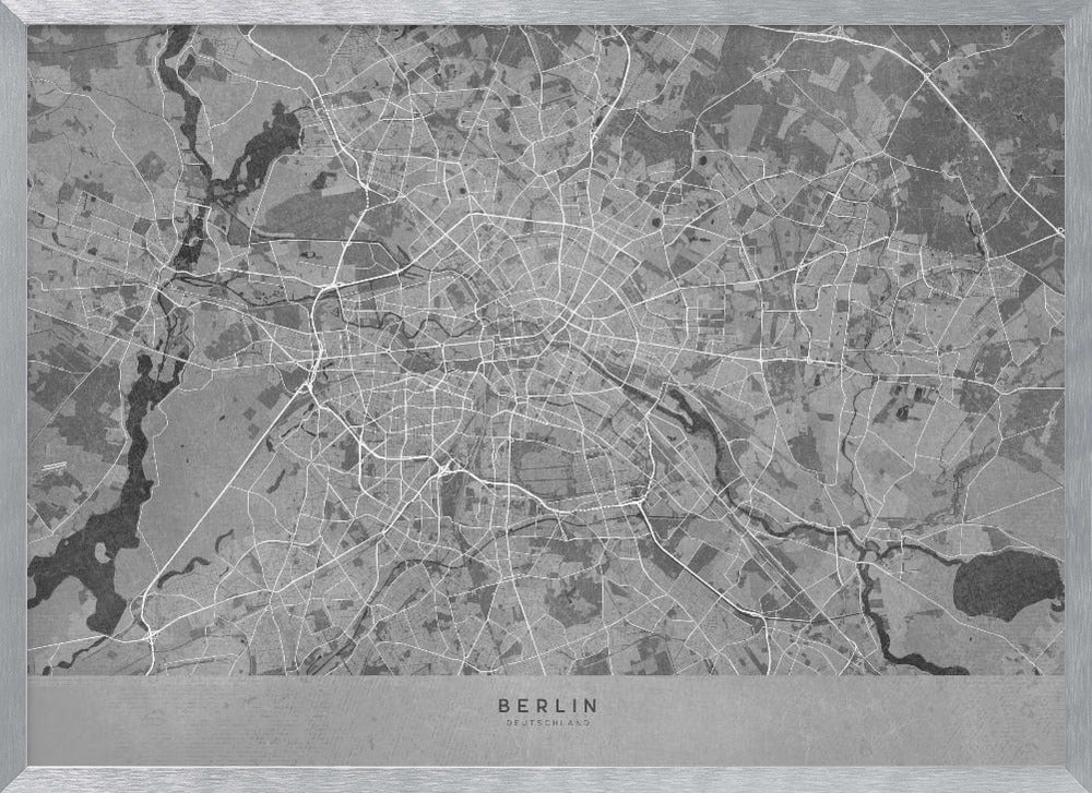 Gray vintage map of Berlin in Germany Poster