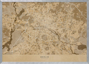 Sepia vintage map of Berlin in Germany Poster