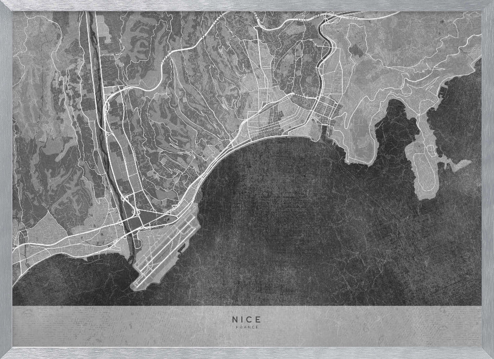 Gray vintage map of Nice France Poster