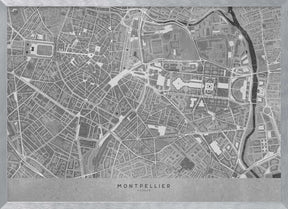 Gray vintage map of Montpellier downtown France Poster