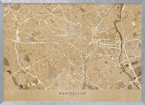 Sepia vintage map of Montpellier France Poster