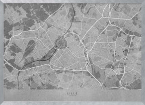 Gray vintage map of Lille France Poster