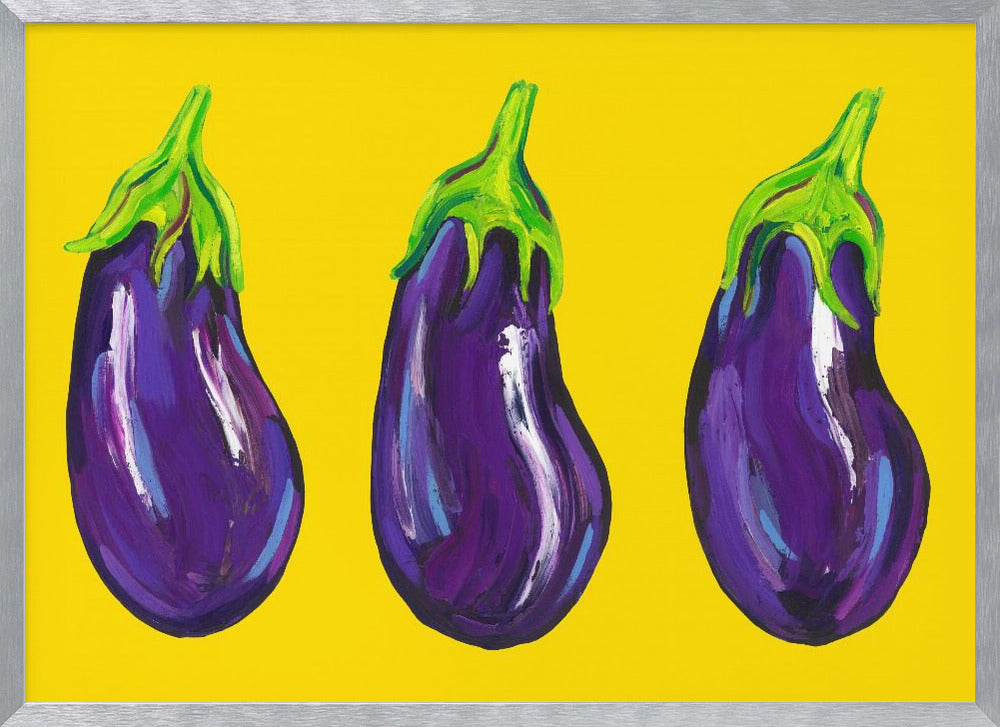 Aubergines On Yellow Poster