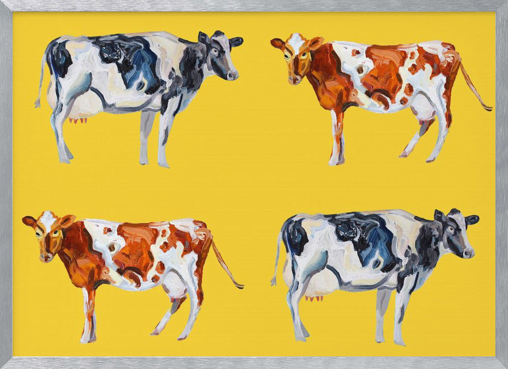 Cow Art On Yellow Poster