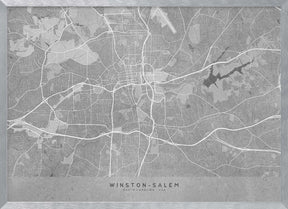 Map of Winston Salem (NC, USA) in gray vintage style Poster