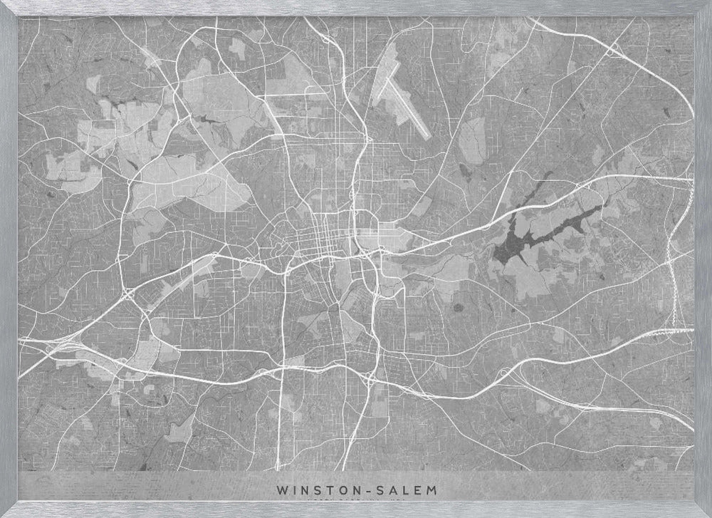 Map of Winston Salem (NC, USA) in gray vintage style Poster