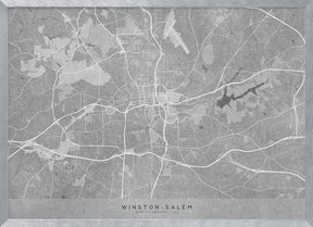 Map of Winston Salem (NC, USA) in gray vintage style Poster